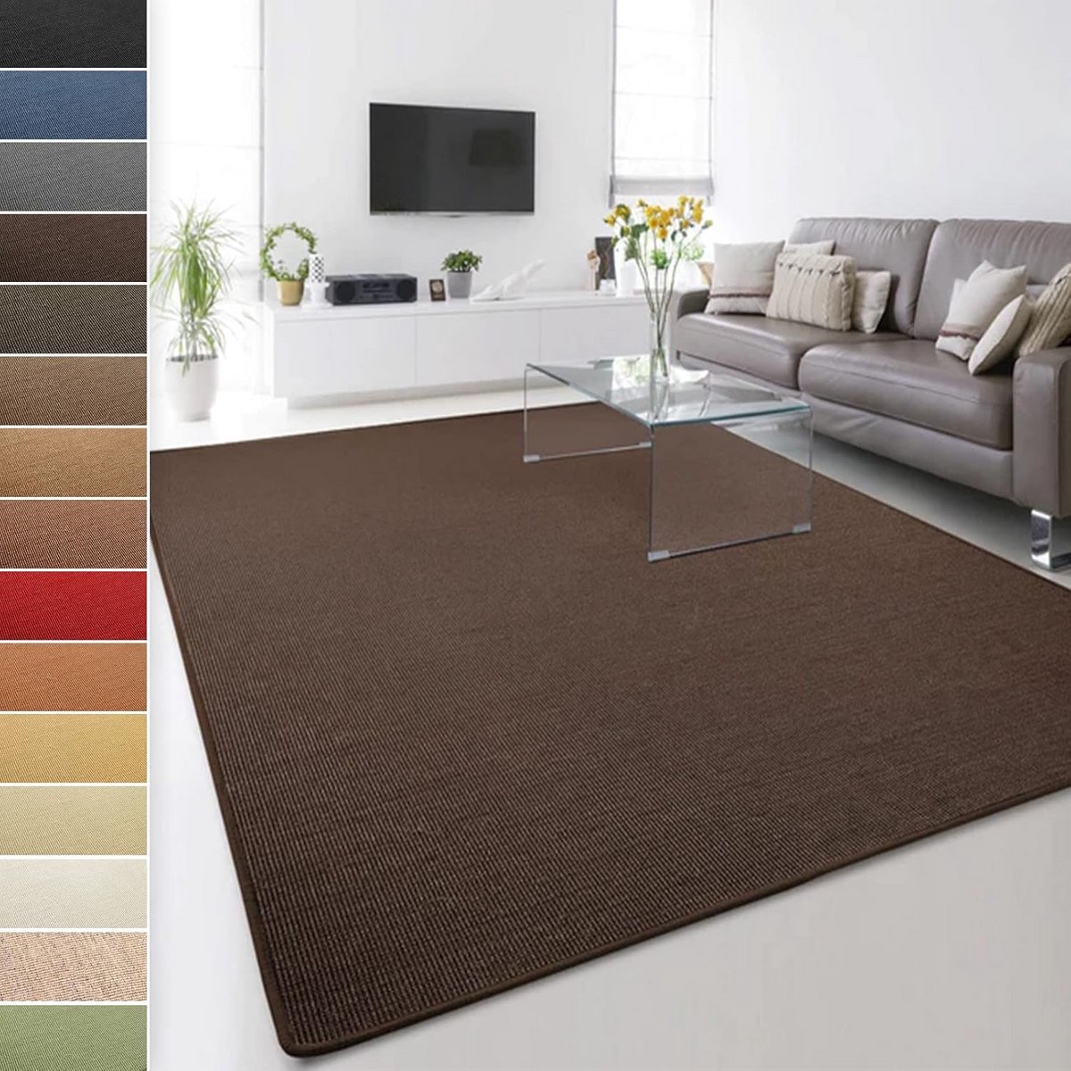 Hoogwaardig Sisal Vloerkleed Donkerbruin 66 x 130 cm Geschikt voor Vloerverwarming