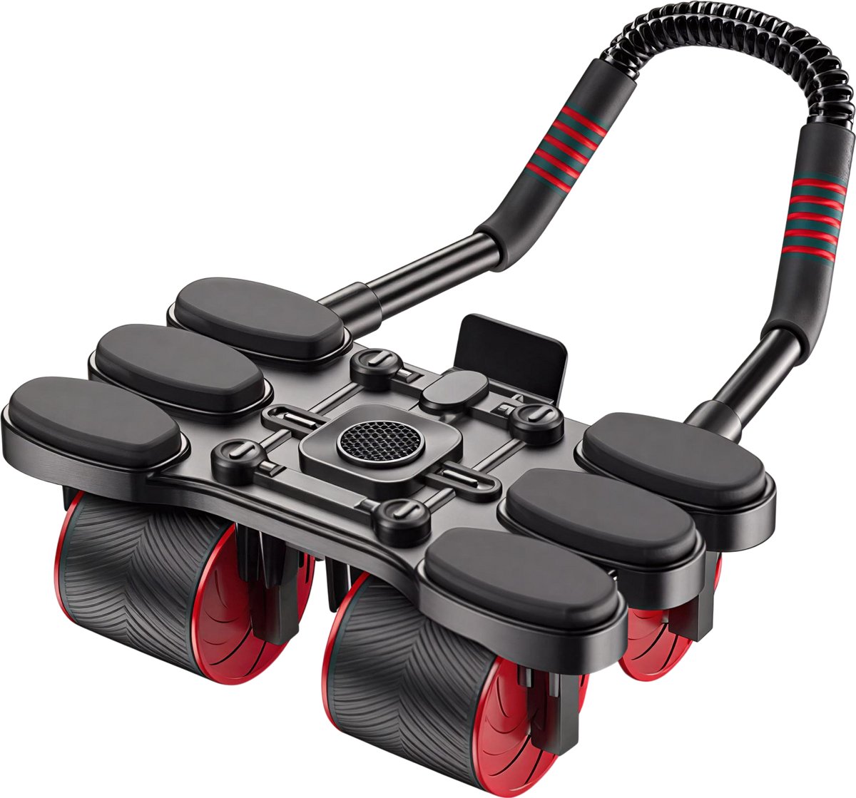 Ab Wheel Buikspiertrainer met Automatische Terugveer - 4-Wiel Stille Abdominal Roller voor Thuis - Geschikt voor Mannen en Vrouwen - Rood
