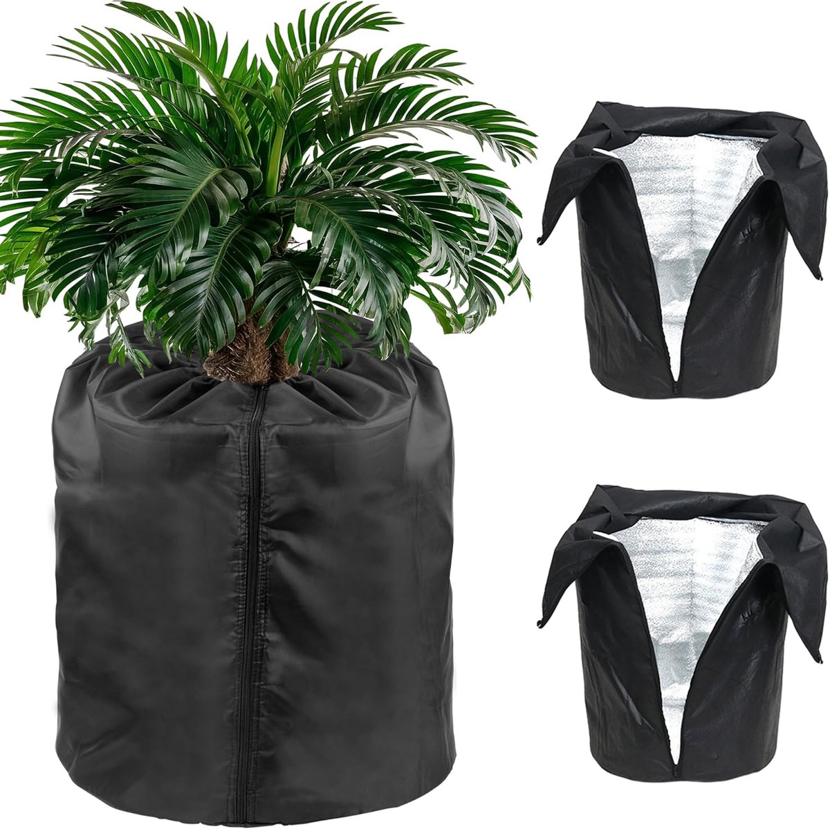 2 stuks vorstbeschermingszakken voor planten, dikkere beschermingszakken voor plantenpotten in de winter, beschermingszak voor bloempotten met rits voor potplanten, struiken en fruitbomen, 45 x 50 cm