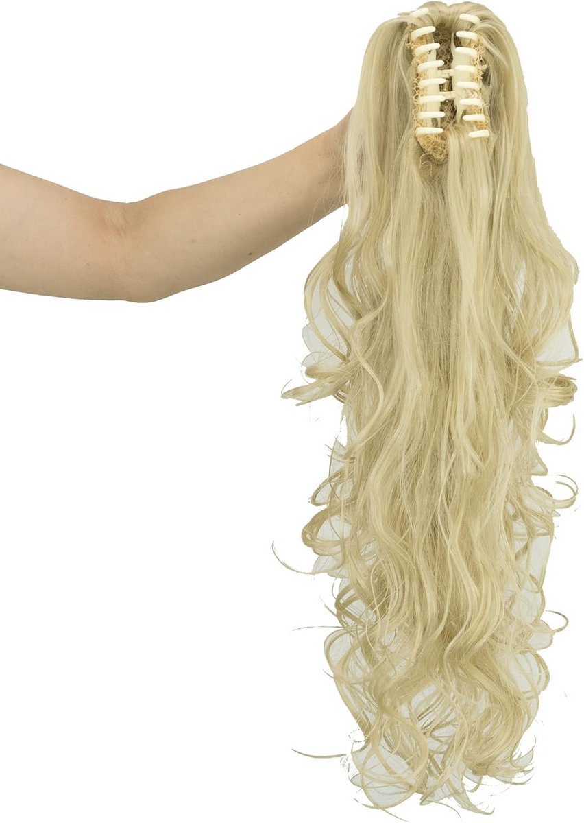 Dik Paardenstaart Haarstuk met Klauwclip in Vuilblond