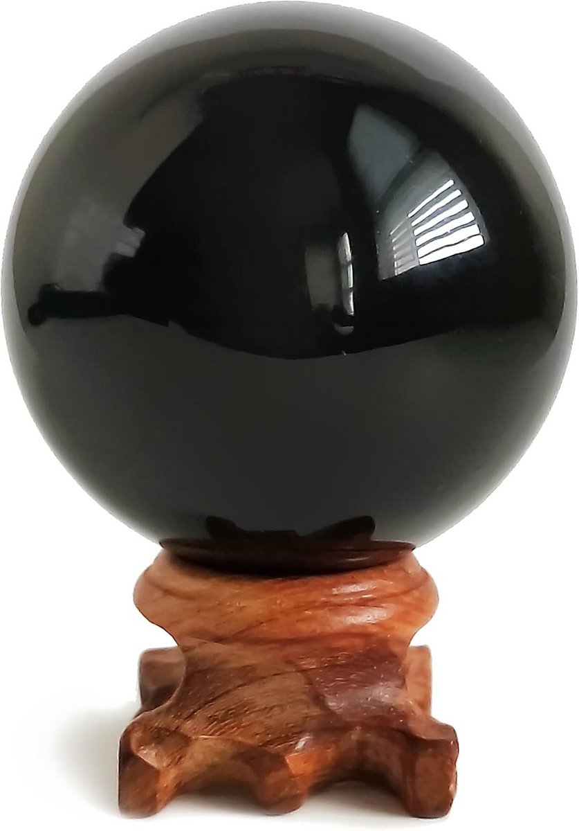 Grote Zwarte Obsidiaan Kristallen Bol 60mm voor Feng Shui en Healing