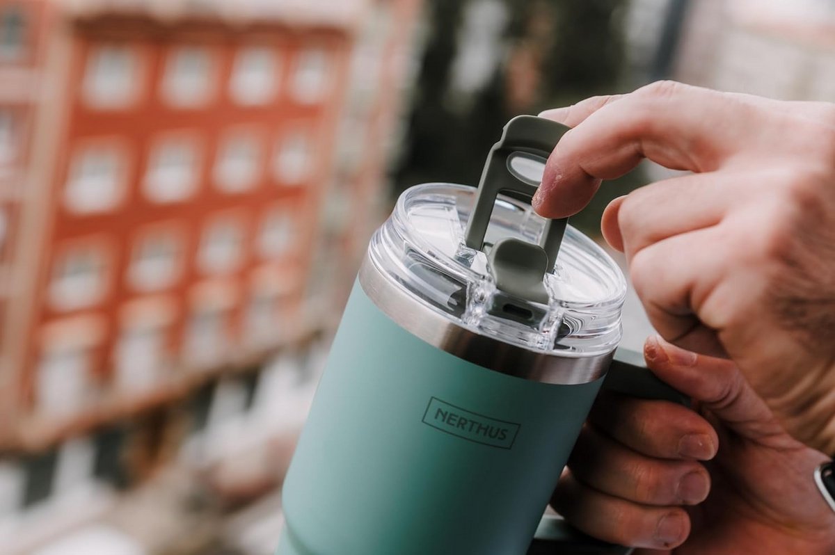 Thermos Beker 600 ml met Lekvrij Deksel, Rietje en Drinkdop - Lange Isolatie