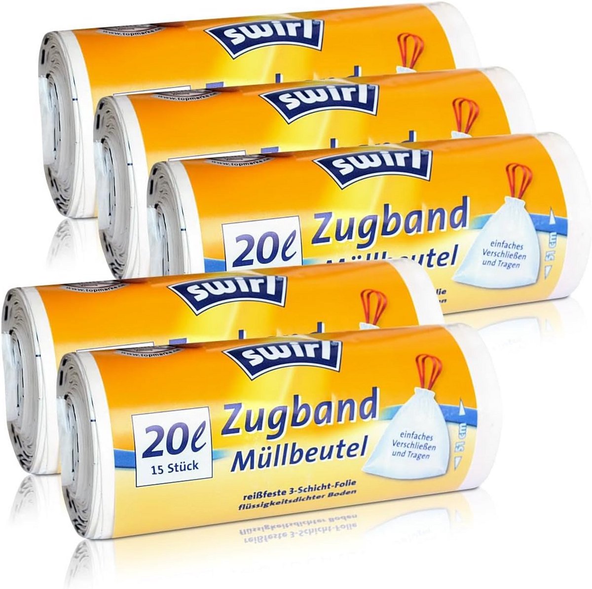 5x Sterke Vuilniszakken 20 Liter met Trekkoord – Extra Scheurbestendig