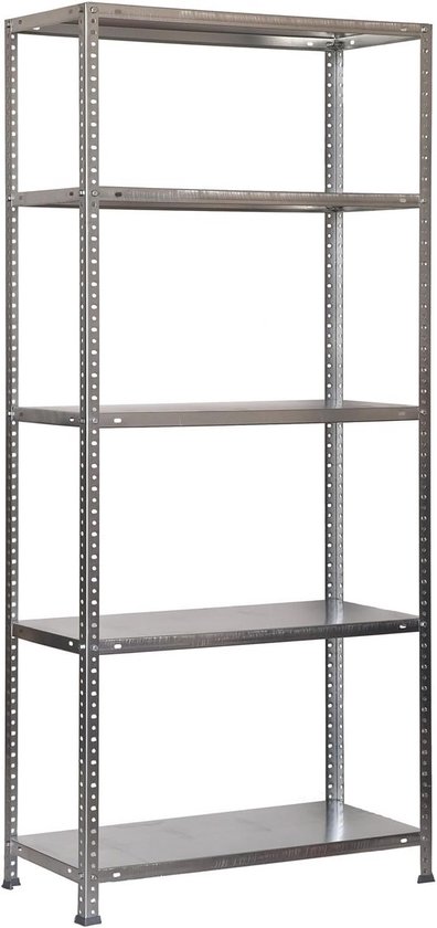 Simon Rack Stellingkast Metaal, 2500x800x300 mm, Buigpunt 180, 6 Verstelbare Niveaus, Metalen Planken, Robuust Opslagrek voor Garage, Kelder en Werkplaats, Blauw/Gegalvaniseerd – SimonClick