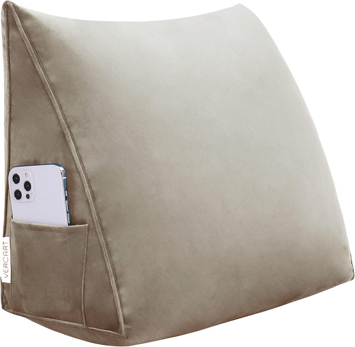 Wigvormig Rugkussen met Afneembare Fluweel Hoes voor Bed en Bank