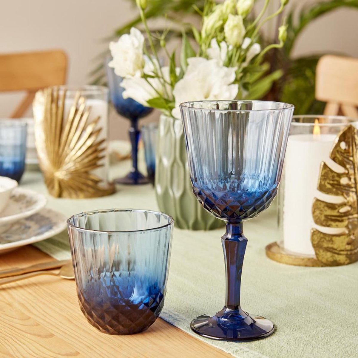 Colore Snijglas Blauw - 4 stuks - 345 cc - 100% Premium glas