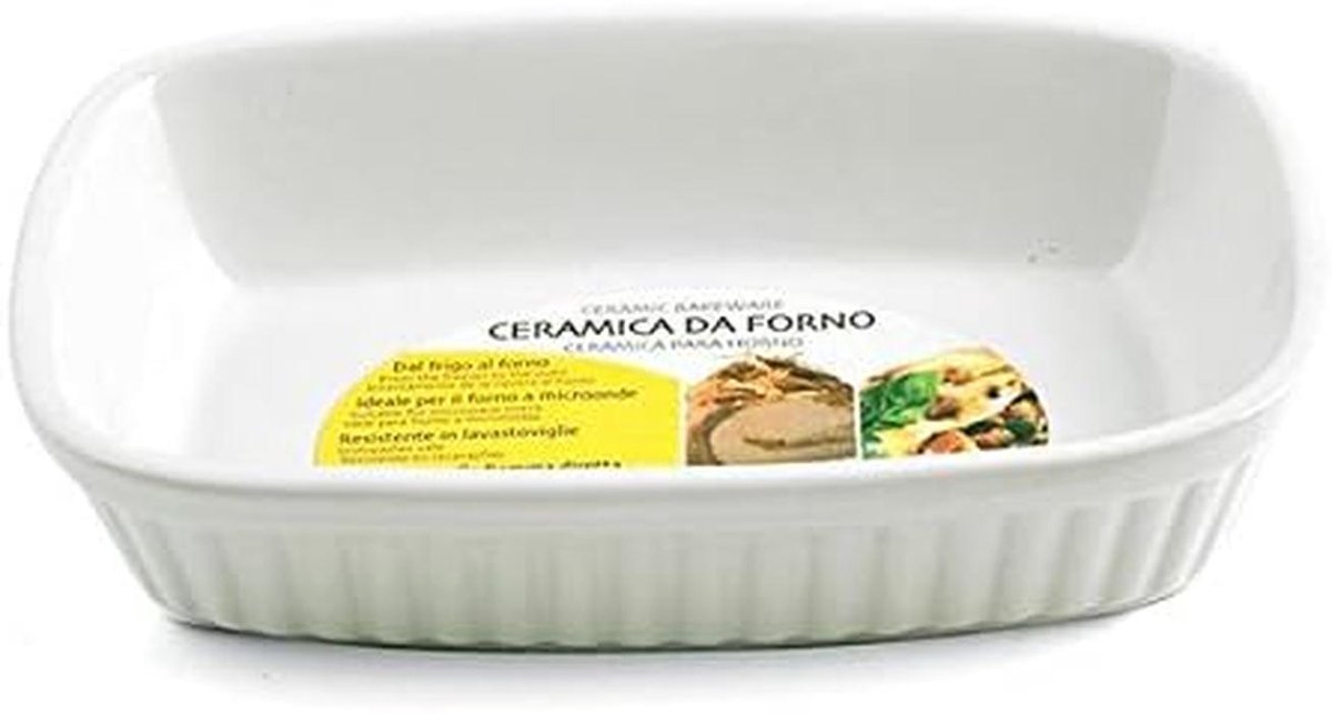 Keramische Ovenschaal Rechthoekig Wit 23.5 x 18 x 5 cm voor Oven en Meer