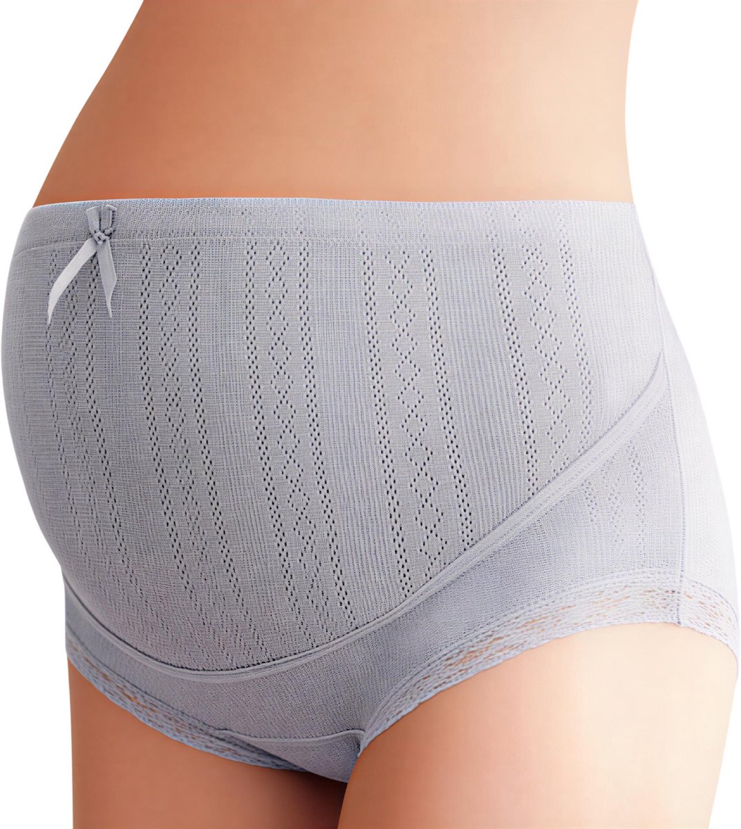 rimmo Comfortabele Plus Size Zwangerschapsshort Katoen –- Hoge Taille, Rekbaar & Verstelbaar Zwangerschapsondergoed-Grijs