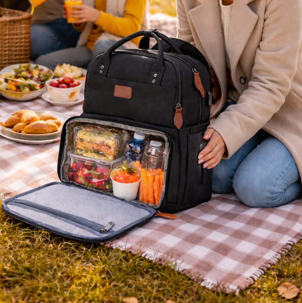 MATEIN Lunchrugzak, laptoprugzak heren 15,6 inch met geïsoleerd koelvak