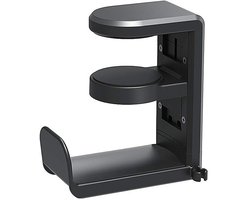 Koptelefoonhouders - Headset Houder - Koptelefoon Haak - Koptelefoon Standaard - Headset Hanger - 11,43*10,16*4,06 cm - Zwart - Kunststof - Verstelbare - Roterende armklem - Antislip - Koptelefoon Houder voor onder Bureau