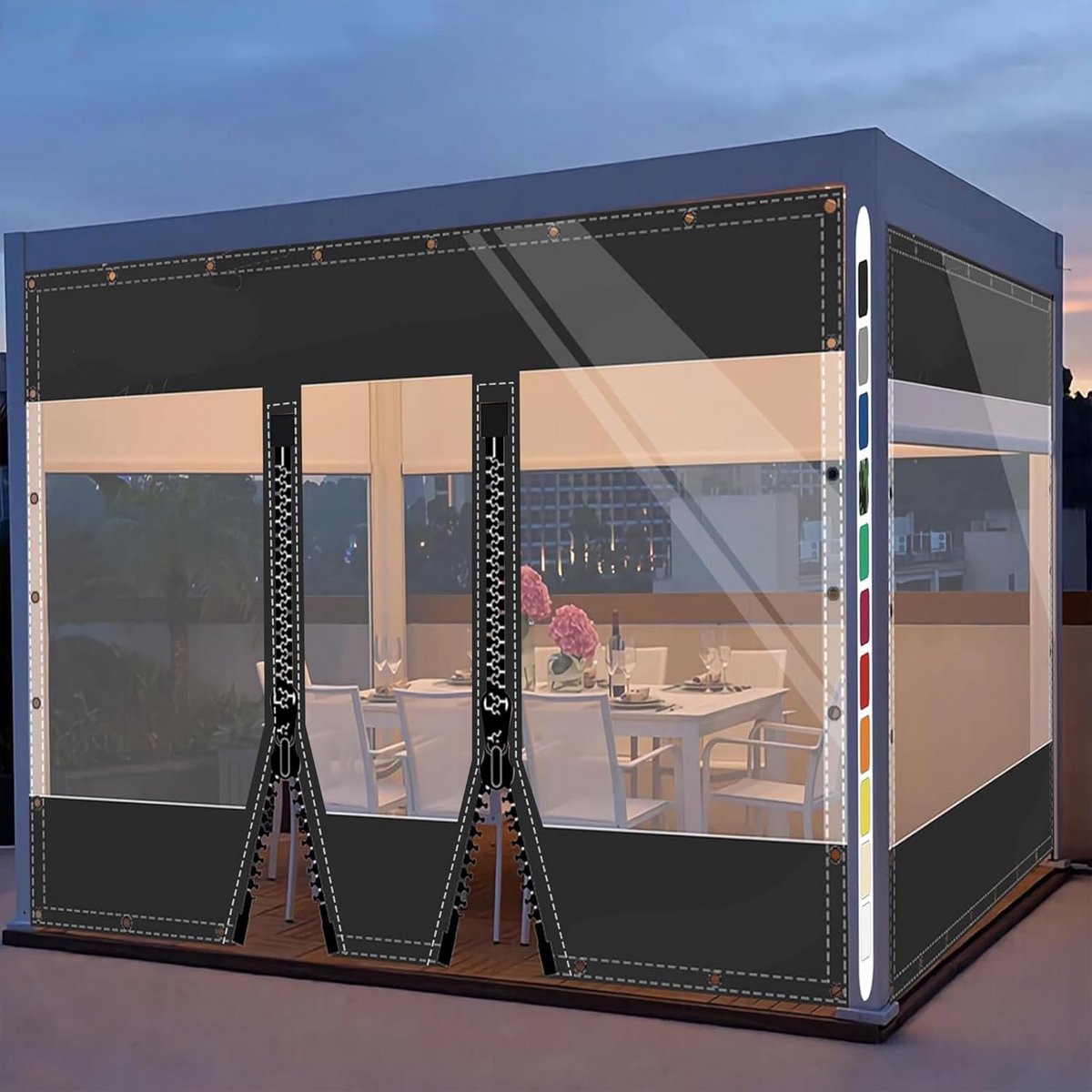 Transparante PVC Zijwanden met Ritsen voor Terras en Balkon