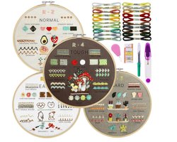 4pcs Embroidery Kits for Beginners - Embroidery Starter Kit for Beginners and Adults - Embroidery Kit for Adults - Embroidery Tools Beginners - Embroidery Starters to Learn 28 Different Stitches