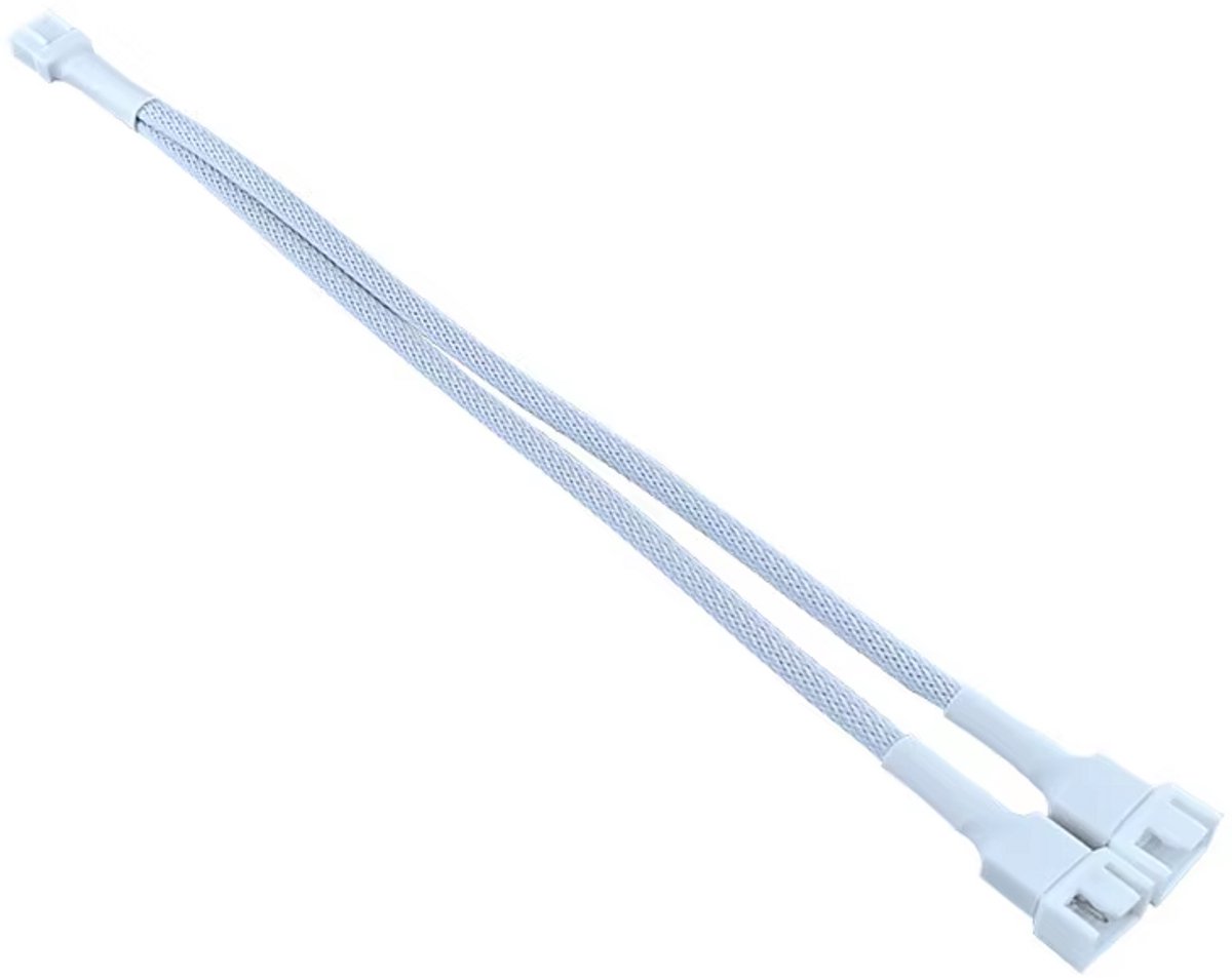 Nereb - Fan Splitter 4-Pin PWM 1-op-2 – Wit – Voor PC Case Fans & CPU Koelers – 26cm – Verlengkabel