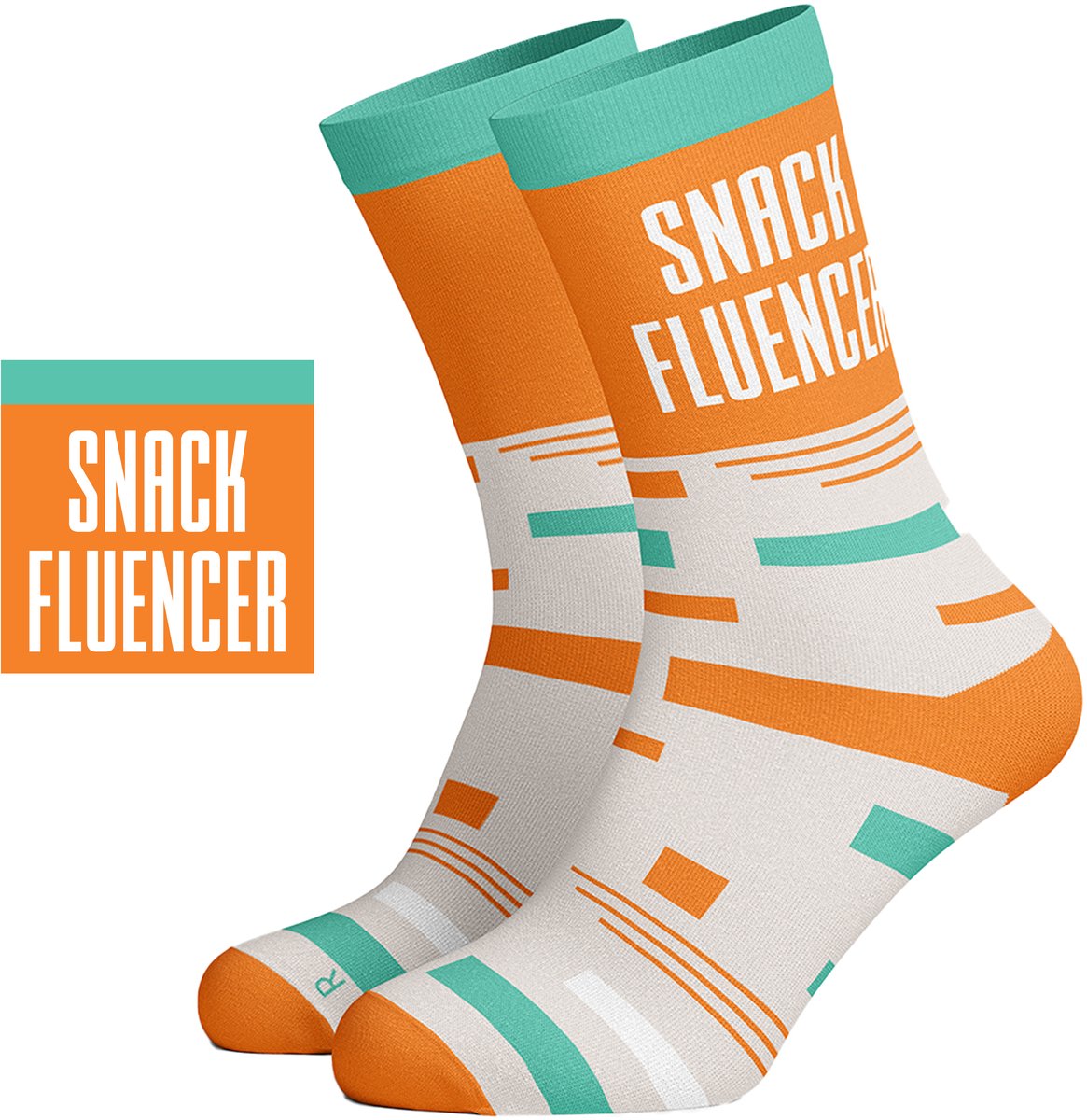 Silly Soles - Grappige Sokken SNACKFLUENCER - Size Sokken met Tekst - Grappige Cadeaus voor Mannen Dames Huissokken - Verjaardag Cadeau Vrouwen, Vader, Papa, Moeder, Mama, Vriendin, Zus, Oma - Originele Cadeautjes Volwassenen