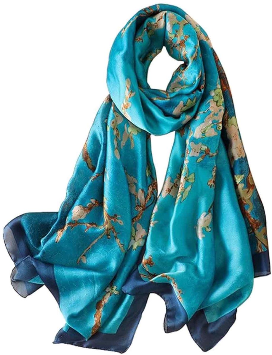 Zijden Sjaal – 180 × 90 cm – 1 Stuk Luchtige Zomersjaal – Blauw – Dames Mode Accessoire