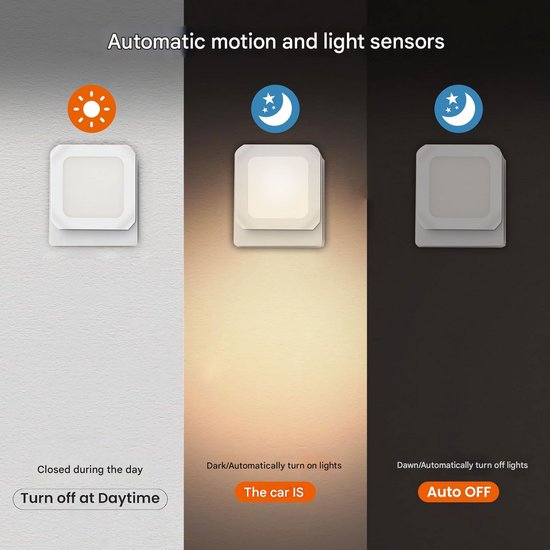 Nachtlampje met 2 leds (stekker/stopcontact) - Stekker-ledlampje - Nachtlampje - Warm licht - Dimbaar - Geschikt voor baby-/kinderkamers - Automatisch inschakelen bij schemering - Nachtlampje met led-sensor — afbeelding 5