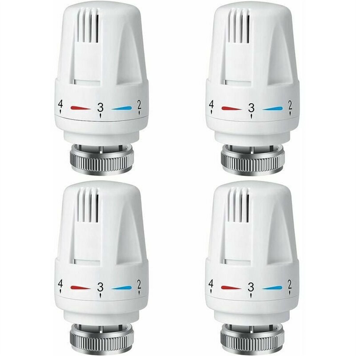 QTTVBTNA - 4 stuks - Radiatorknop - Thermostatische klep - Temperatuurregeling - Voor radiatoren - Huishouden - Wit - M30x1.5