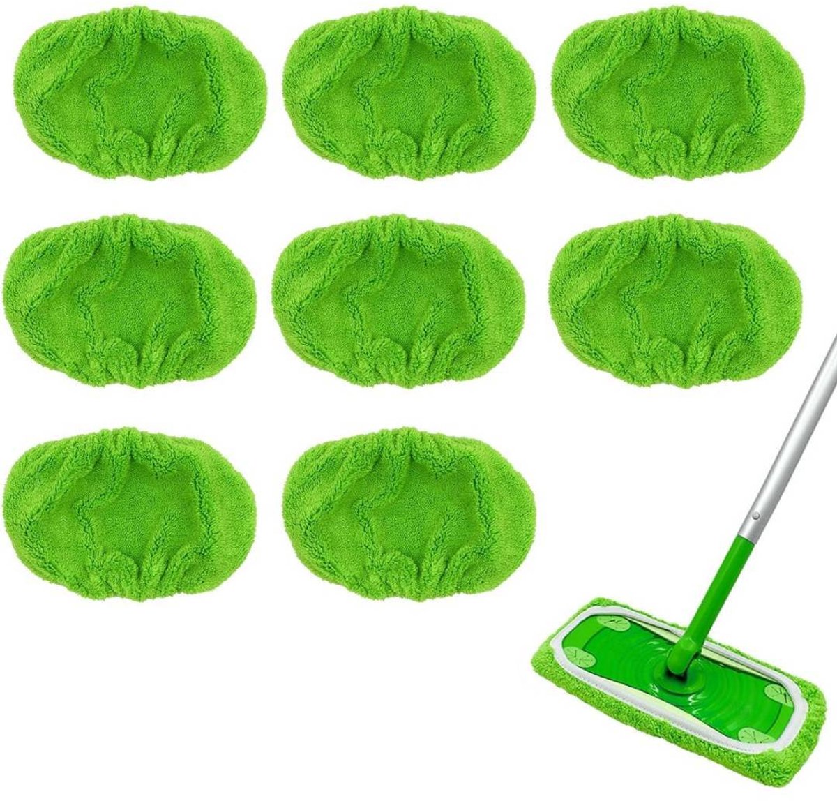 8 stuks Premium Vloerdoeken Natte Doeken voor Swiffer Sweeper Mop Pack van 10 Groene Vervangende Cover Droge Vloerdoeken voor Efficiënte Veegreiniging- Perfecte pasvorm en langdurige reiniging