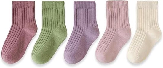 5 paires - Chaussettes enfant - 3 à 5 ans - Chaussettes garçon - Katoen - Chaussettes enfant toutes saisons - Garçons et Filles - Chaussettes enfant sport - Intérieur/Extérieur - Température : 24-27