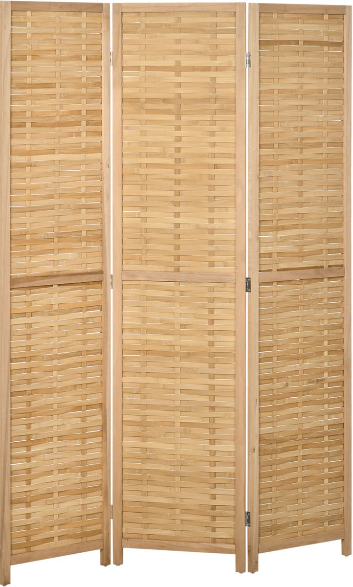 Bamboe Roomdivider 120x170 cm, 3-Delige Paravent, Vouwbaar Sichtschutz voor Woonkamer, Natuurlijk Handgeweven Design, Inclusief Antislip Voetjes
