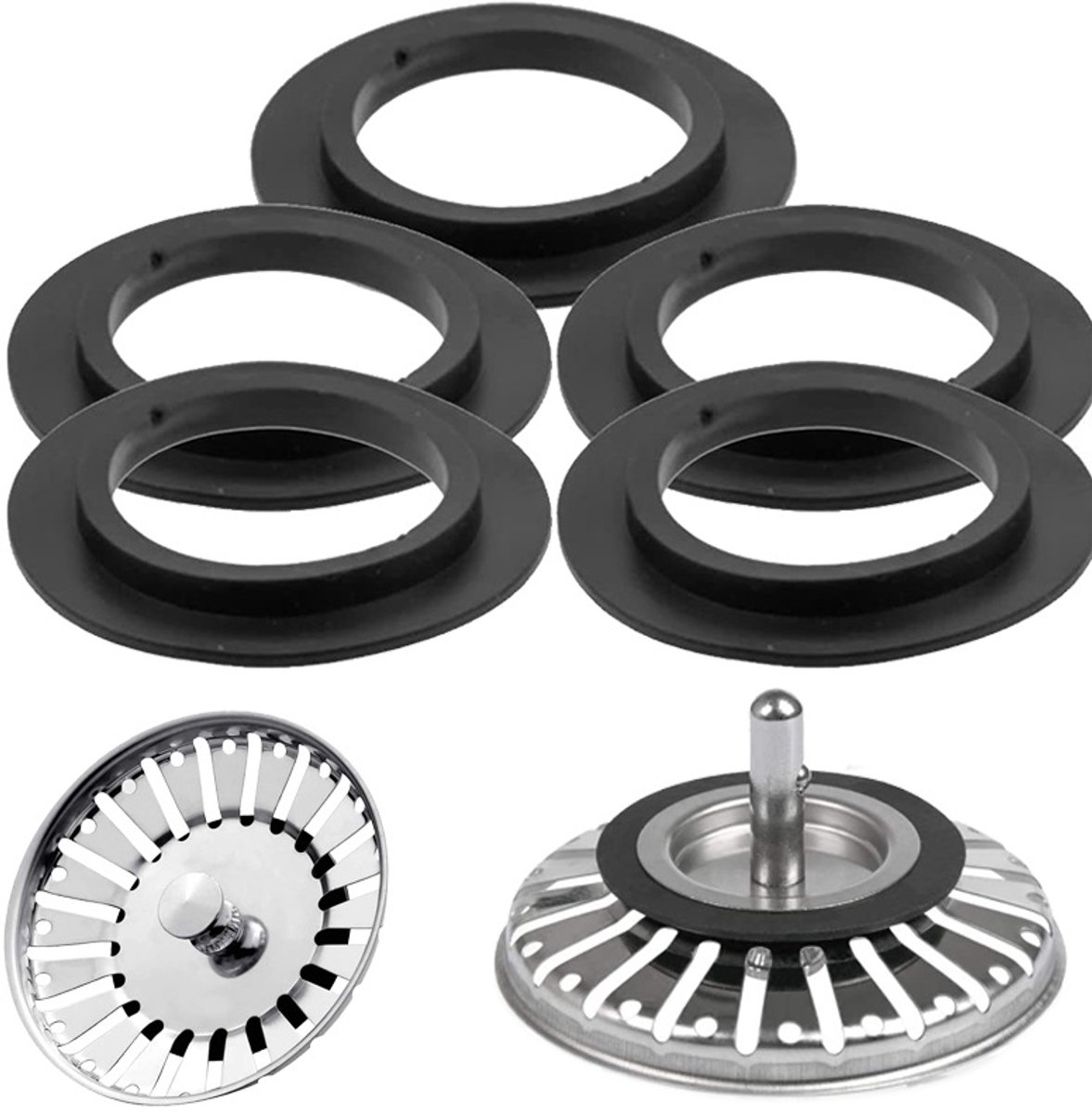 Gootsteenplugafdichting- 5 verpakkingen Ø buiten 54 mm- Ø binnen 32 mm Keukenbadgootsteenplug Elastomeerafdichting voor filtermanden Afvoerplug en gootsteenzeefklep