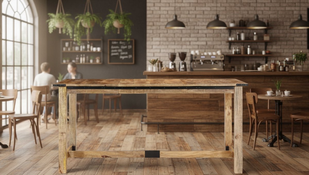 Luxe Massief Mangohouten Eettafel 160x80 cm – Industriële Eetkamertafel van Duurzaam Hout – Handgemaakt, Robuust & Stijlvol Design NoviHome