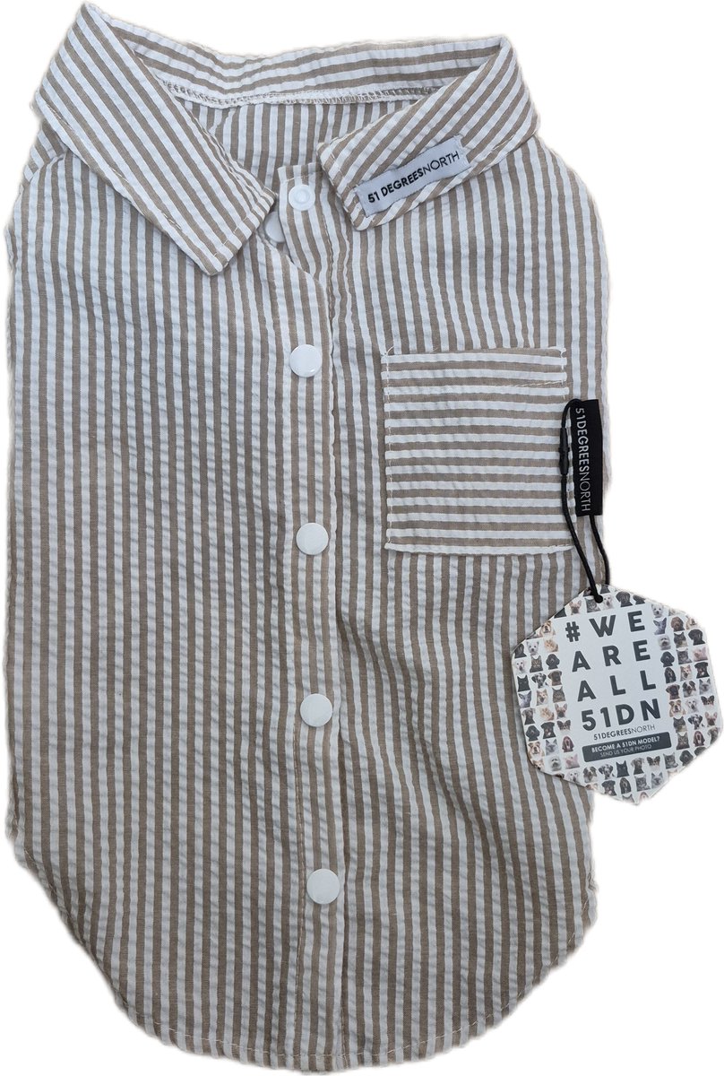 51 Degrees North Seersucker Shirt Peach - Hondenkleding - 40 cm