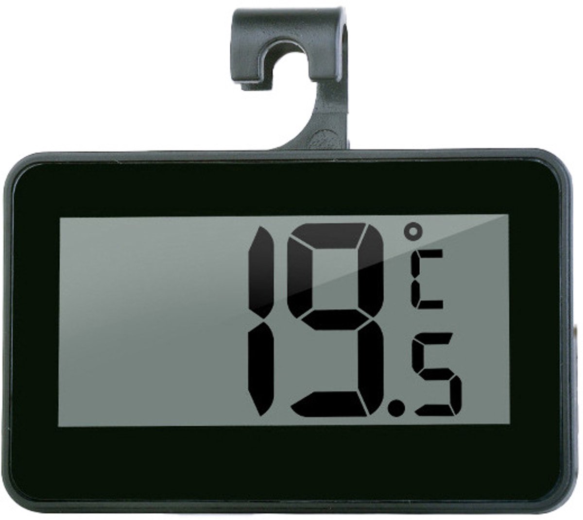2 x Mini digitale koelkastthermometer, waterdichte thermometer, digitale koelkastthermometer voor vriezer met haak, gemakkelijk af te lezen display, ideaal voor thuis en op kantoor,Zwart