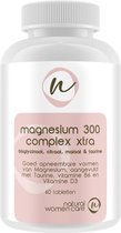 Natural Women care - Magnesium 300 complex Xtra - 60 tabletten - Citraat/Malaat/Bisglycinaat, met 25 mcg vitamine D3, Vitamine B6 en Taurine