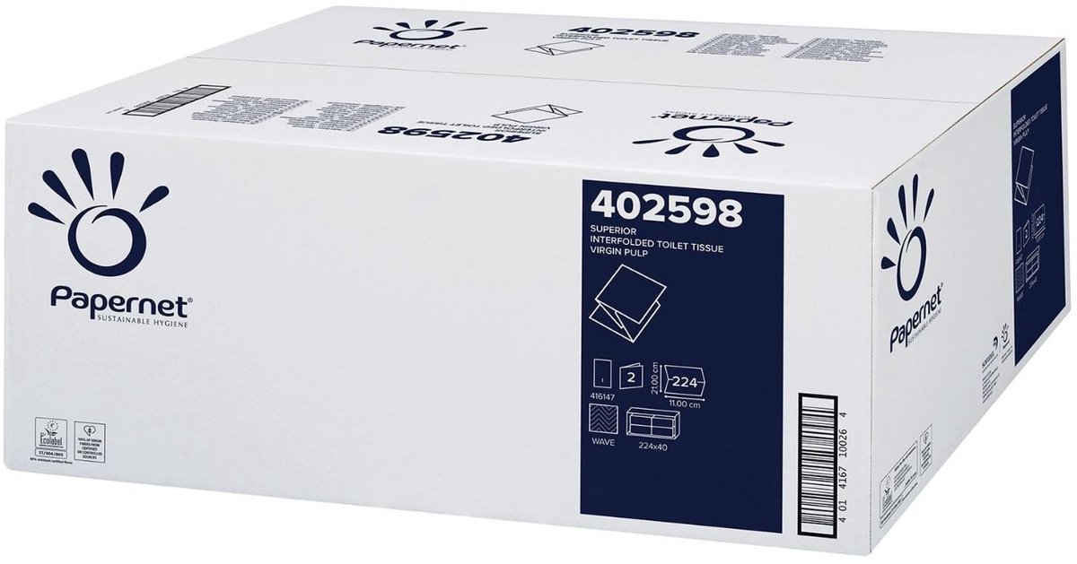 Papernet - 402598 - interfolded toilet tissue - 40x224vel