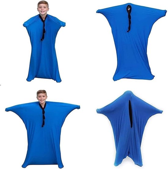 Sensorische lichaamssokken voor kinderen - Sensoriepe sok - Diepe druk stimulatie - Kalmerend voor ADHD & Autisme - Ademend stretchbaar fullbody pak - Maat XL: 165*74cm - Blauw van Merkloos — afbeelding 5