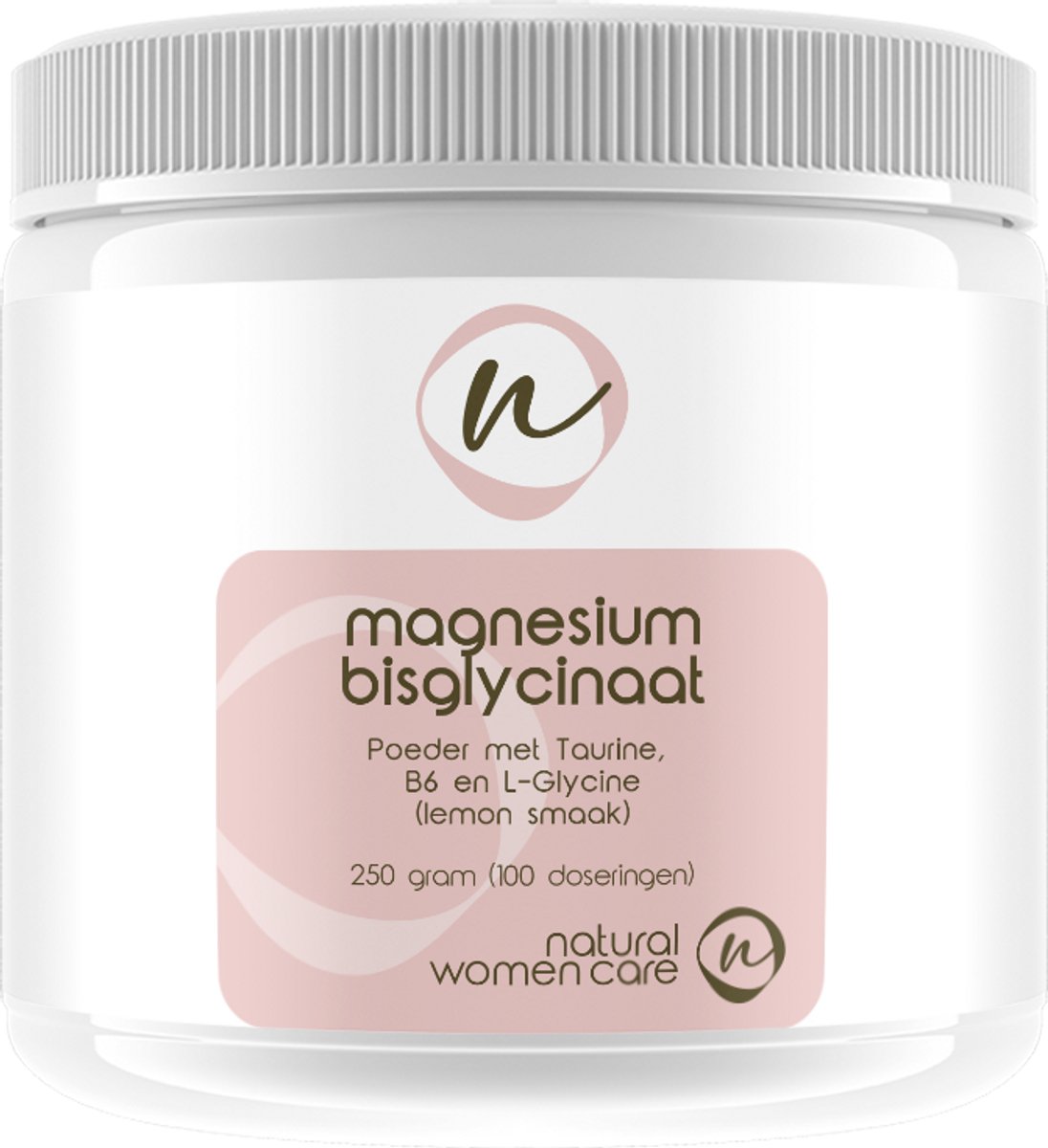 Natural Women Care - Magnesium Bisglycinaat poeder (lemon) - Zeer geschikt voor volwassenen en kinderen (makkelijk te doseren) - Met synergisten Taurine en L-Glycine - makkelijk oplosbaar in water