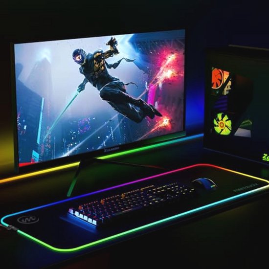 Grote RGB Gaming Muismat met 16 Verlichtingsmodi - Waterdicht, Antislip, Vlekbestendig - 80 x 29 cm van Merkloos — afbeelding 5