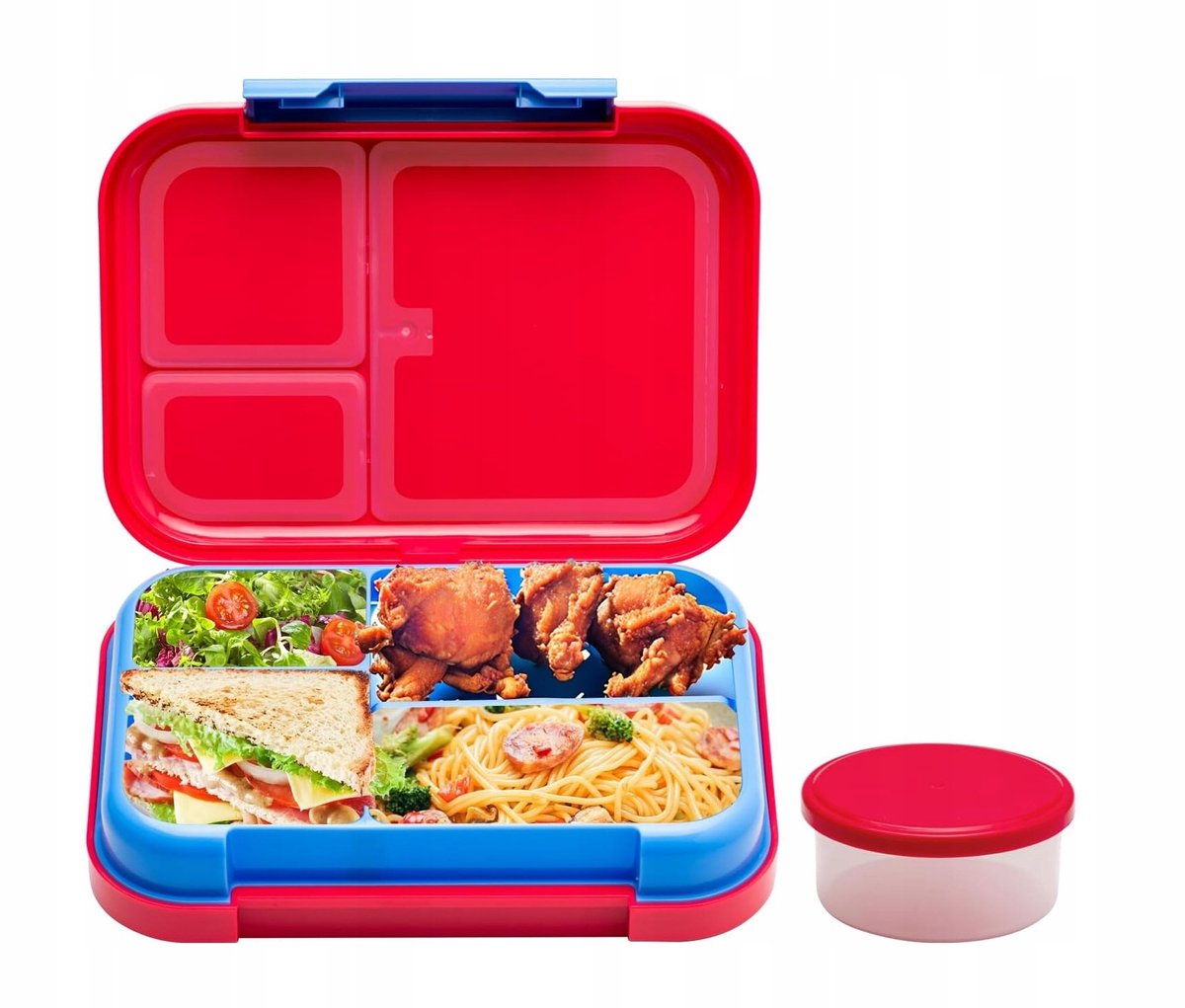 Kinder Lunchbox met 4 Vakken en Sausbakje - Roze BPA-Vrij
