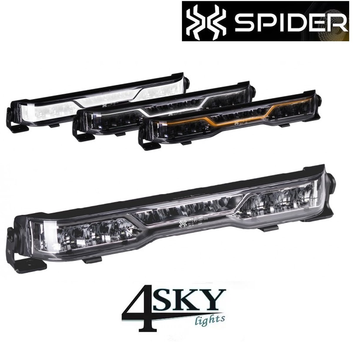 X-Spider Venom ledbar met positielicht wit, Amber hello effect en ingebouwde led flitser IP69K drukwaterdicht gecertificeerd met R10, R65, R148, R149