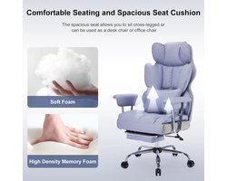 Ergonomische bureaustoel Novihome Luxe PU-leer met voetensteun en lendensteun – Managersstoel verstelbaar hoge rugleuning – Lichtpaars – 200 kg draagkracht