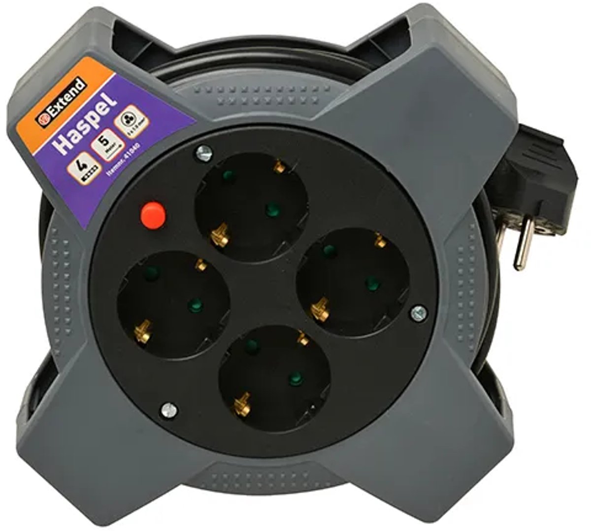 Kabelhaspel - 5 meter snoer - 4V - 3x1,0mm² + Randaarde