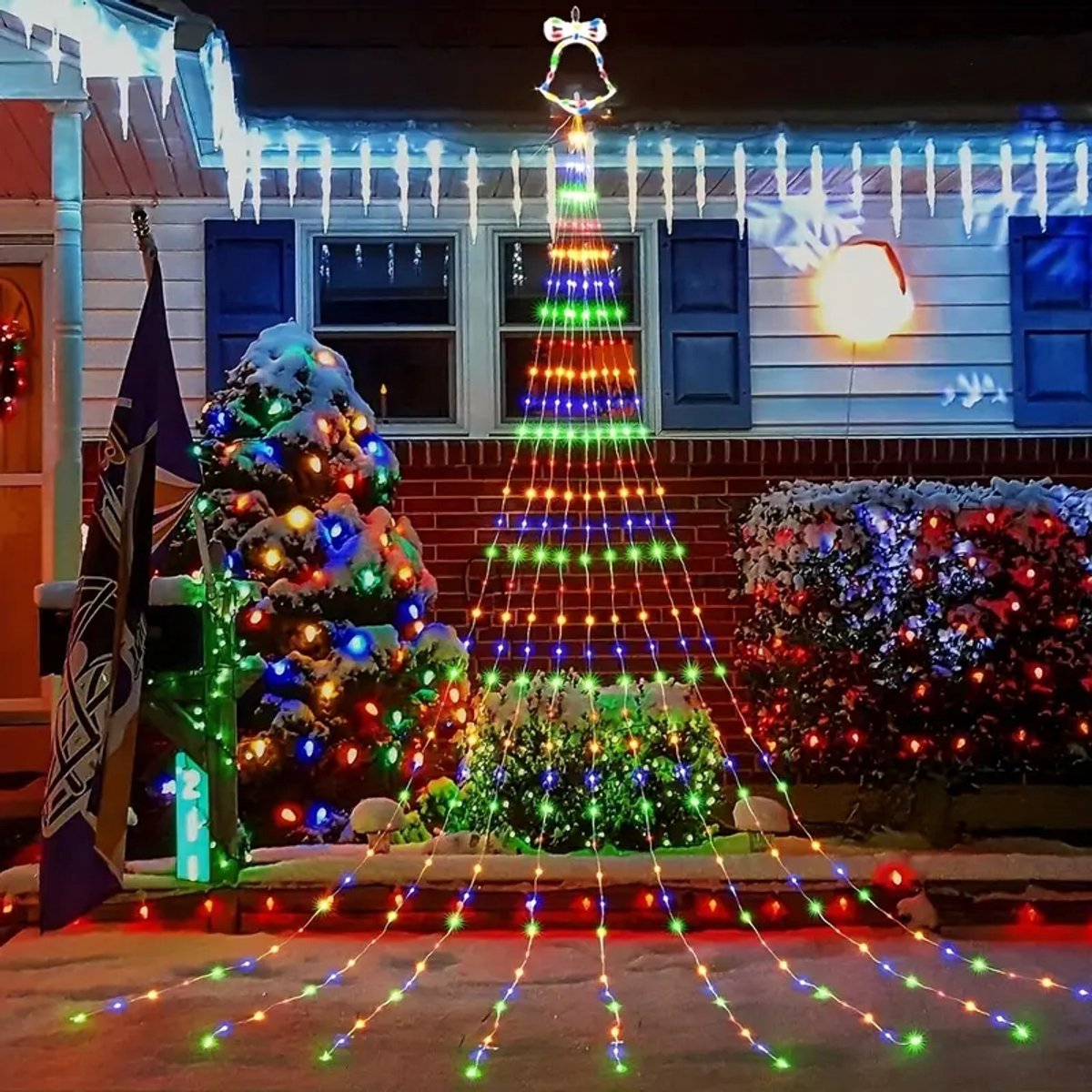 Kerstboom Waterfall Licht 3.2m Buiten Slinger Licht 8 Modi Raam Gordijn Icicle Lic – foto 2