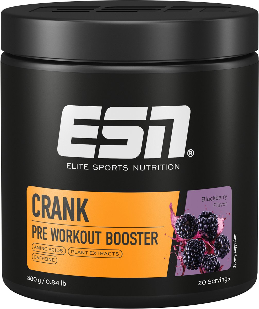 ESN Crank – Blackberry – 380 g – Pre-Workout Booster met Citrulline voor een Optimale Trainingsbeleving – 100% Vegan – Gemaakt van Zuiver Plantaardige Grondstoffen – Made in Germany