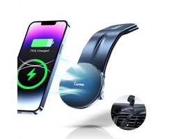 CarMe Telefoonhouders Auto - Geschikt voor MagSafe - Met Draadloze Oplader - Buigbaar - Magnetisch - MagSafe Autohouder - GSM Houder Auto - Zwart