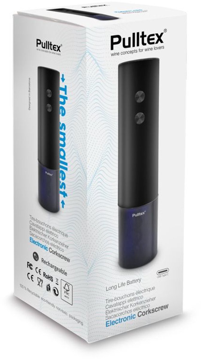 Oplaadbare kurkentrekker m/USB zwart