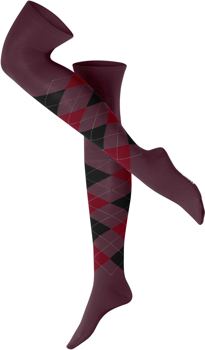 Burlington Marylebone lang gedessineerd wol overkniekousen dames rood - maat 36-41