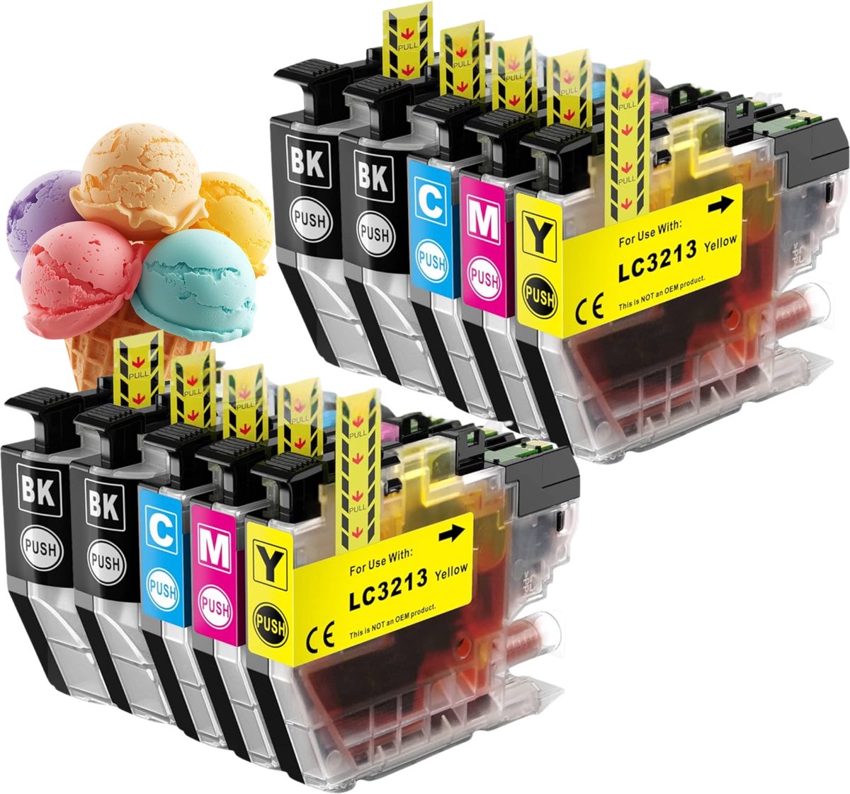 Multipack 10 Inktcartridges Huismerk (Compatibel) voor Brother LC3213 / LC3211 - (4x Zwart, 2x Cyaan, 2x Magenta, 2x Geel) - Geschikt voor Brother MFC-J491DW, DCP-J772DW, MFC-J890DW, DCP-J572DW