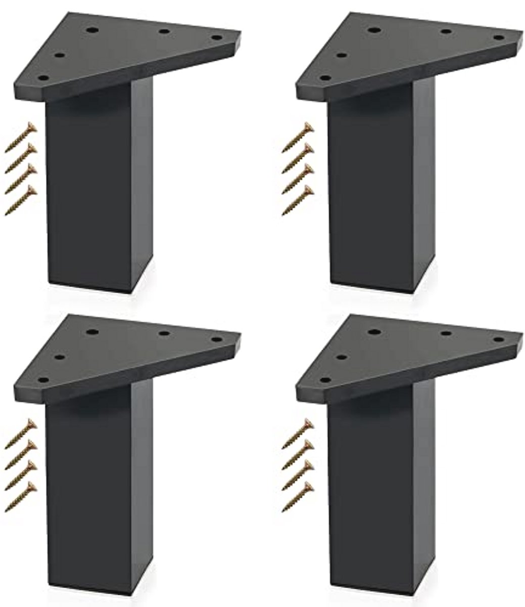 Set van 4 Meubelpoten - Zwarte ABS-hars Poten voor Tafels, Nachtkastjes, Badkamermeubels e