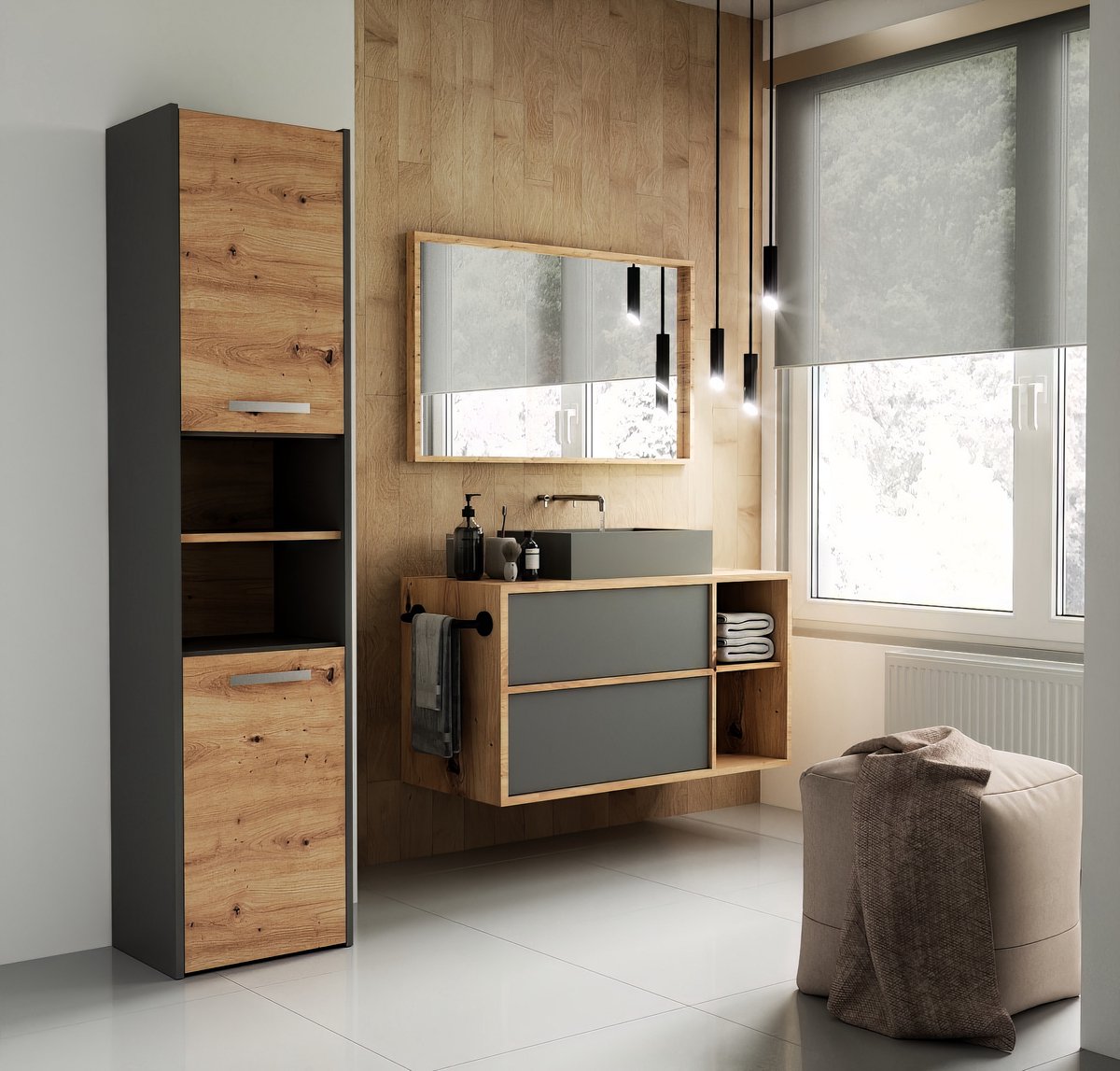 Sara S40 badkamerkolom ANTRACIET ARTISAN
