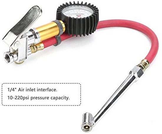 Luchtpomp met Manometer voor Fiets, Motor en Auto - Drukcapaciteit 10-220psi — afbeelding 4