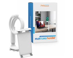 Tablet Houder - Verstelbaar - 360 Graden Draaibaar - Voor Bureau en Bed - Klem - Geschikt voor iPad - Universeel - Wit