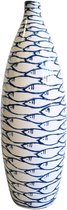 Keramieken Vaas met Delftsblauwe Visjes - 43cm hoog