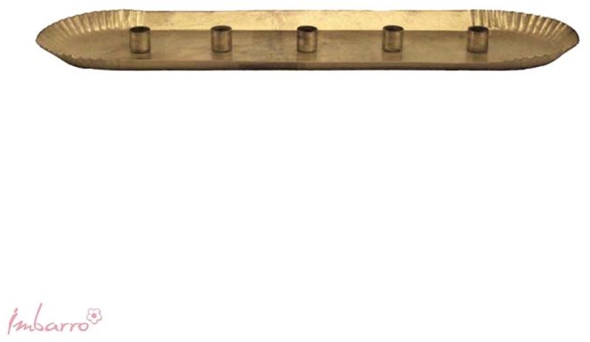 Imbarro - Kaarsenhouder - Metaal - Robuust Goudkleuring - 60x16.5cm - voor 5 kaarsen