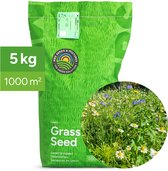 MRS Flower Field - Graszaad met bloemenmix - 5 kg voor 1.000 m² - 80% graszaad, 20% bloemen - met 29 laagblijvende bloemsoorten - Lokt bijen en vlinders - Kleurrijk bloemengazon
